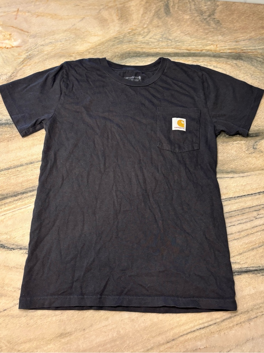 Kids Carhartt Short-Sleeve Pocket Tee in Black with Logo Patch